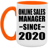 Online Sales Manager Since 2020 - 15oz Accent Mug Orange
