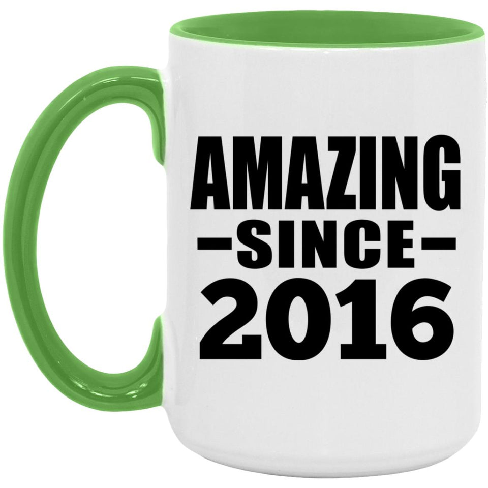 8th Birthday Amazing Since 2016 - 15oz Accent Mug Green