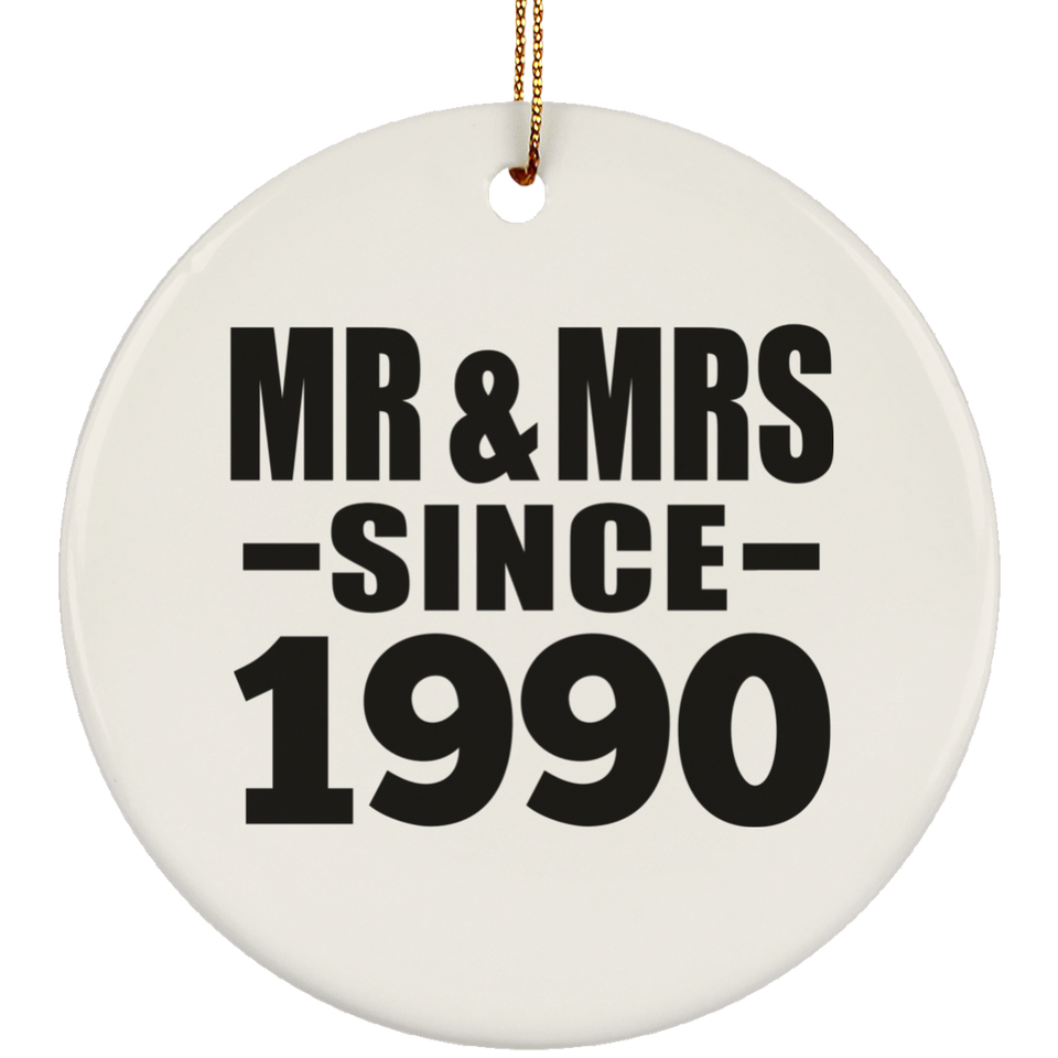 34th Anniversary Mr & Mrs Since 1990 - Circle Ornament