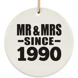 34th Anniversary Mr & Mrs Since 1990 - Circle Ornament