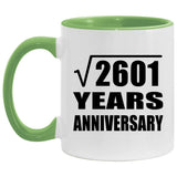 51st Anniversary Square Root of 2601 Years Anniversary - 11oz Accent Mug Green