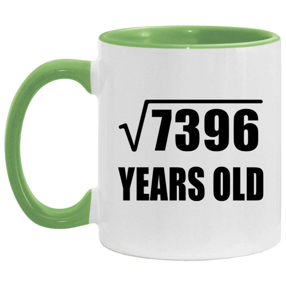 86th Birthday Square Root of 7396 Years Old - 11oz Accent Mug Green