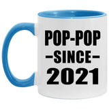 Pop-Pop Since 2021 - 11oz Accent Mug Blue