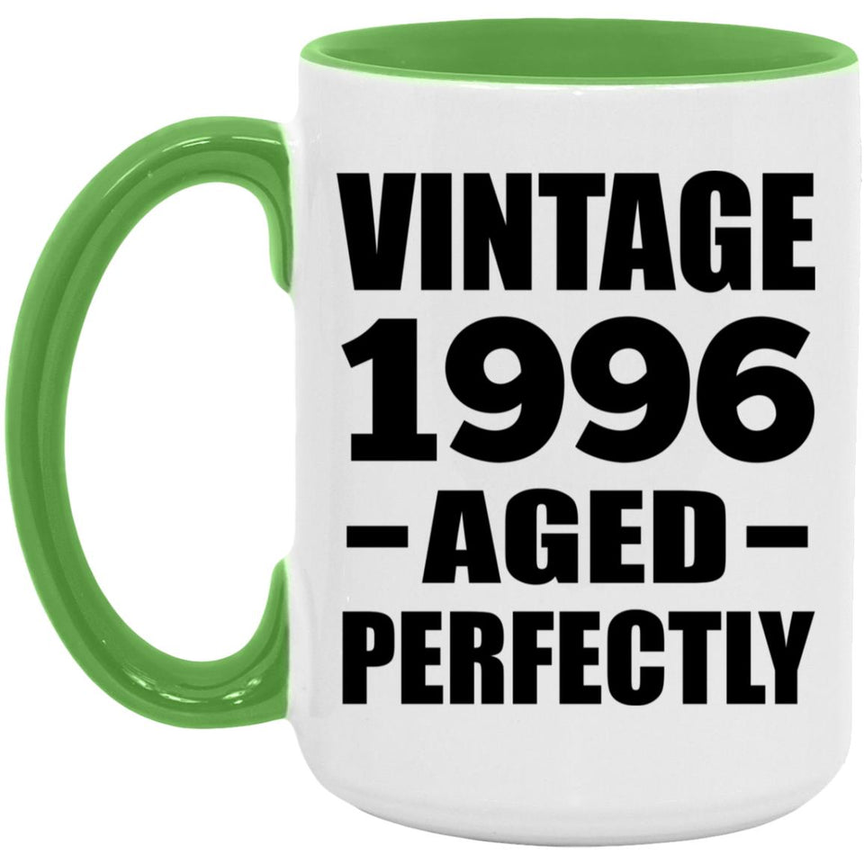 28th Birthday Vintage 1996 Aged Perfectly - 15oz Accent Mug Green