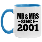 23rd Anniversary Mr & Mrs Since 2001 - 11oz Accent Mug Blue