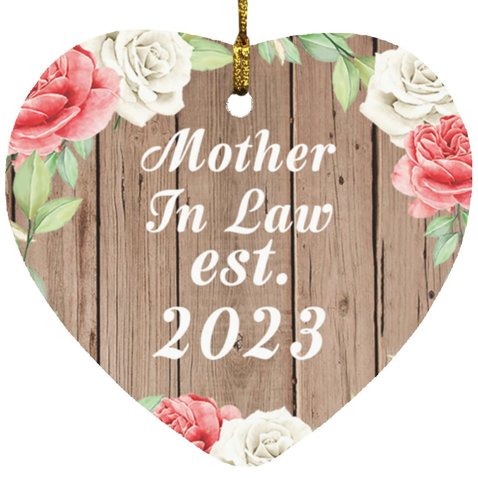 Mother In Law Established Est. 2023 - Heart Ornament B