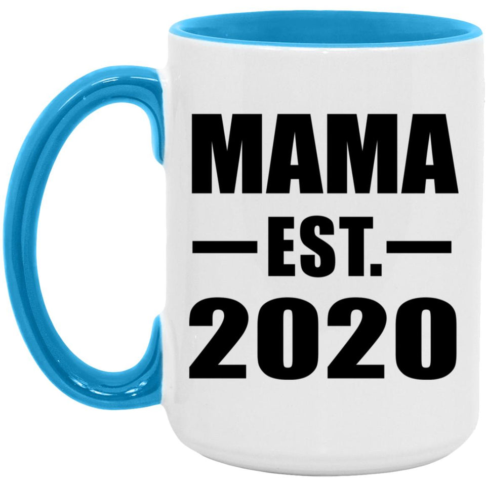 Mama Established EST. 2020 - 15oz Accent Mug Blue