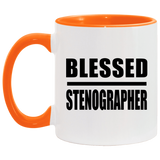 Blessed Stenographer - 11oz Accent Mug Orange