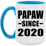 Papaw Since 2020 - 15oz Accent Mug Blue