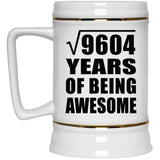 98th Birthday Square Root of 9604 Years of Being Awesome - Beer Stein