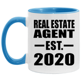 Real Estate Agent Established EST. 2020 - 11oz Accent Mug Blue
