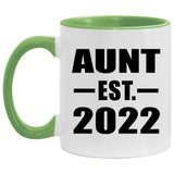 Aunt Established EST. 2022 - 11oz Accent Mug Green