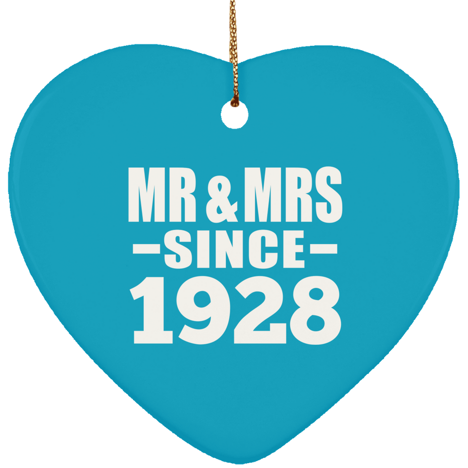 96th Anniversary Mr & Mrs Since 1928 - Heart Ornament