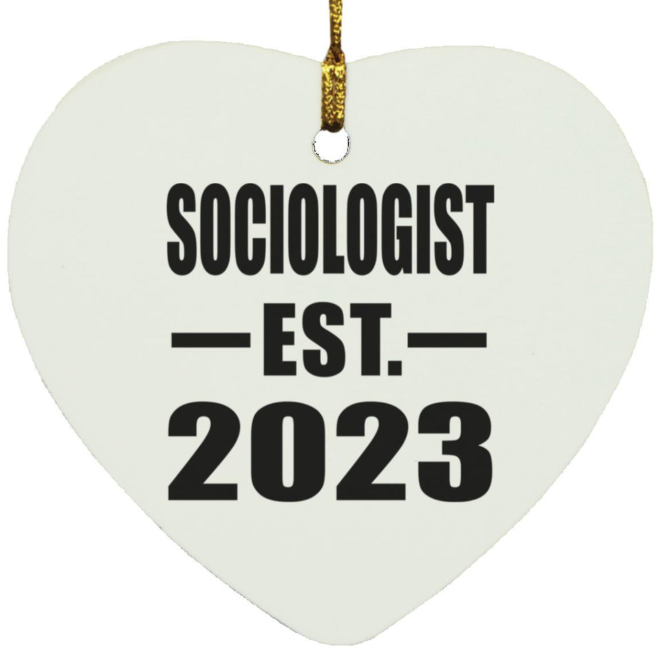 Sociologist Established EST. 2023 - Heart Ornament