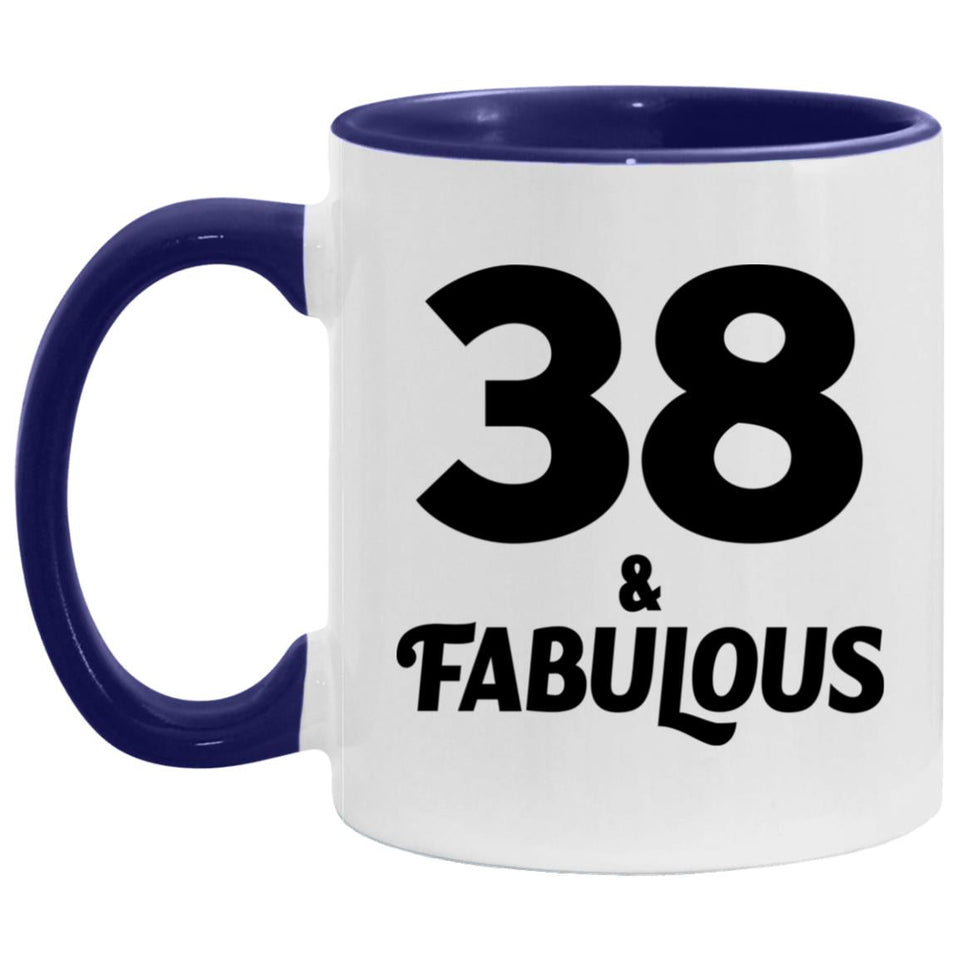 38th Birthday 38 & Fabulous - 11oz Accent Mug Purple