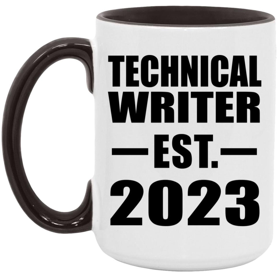 Technical Writer Established EST. 2023 - 15oz Accent Mug Black