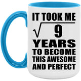 3rd Birthday Took Square Root of 9 Years To Awesome - 15oz Accent Mug Blue