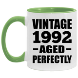 32nd Birthday Vintage 1992 Aged Perfectly - 11oz Accent Mug Green