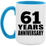 61st Anniversary 61 Years - 15oz Accent Mug Blue