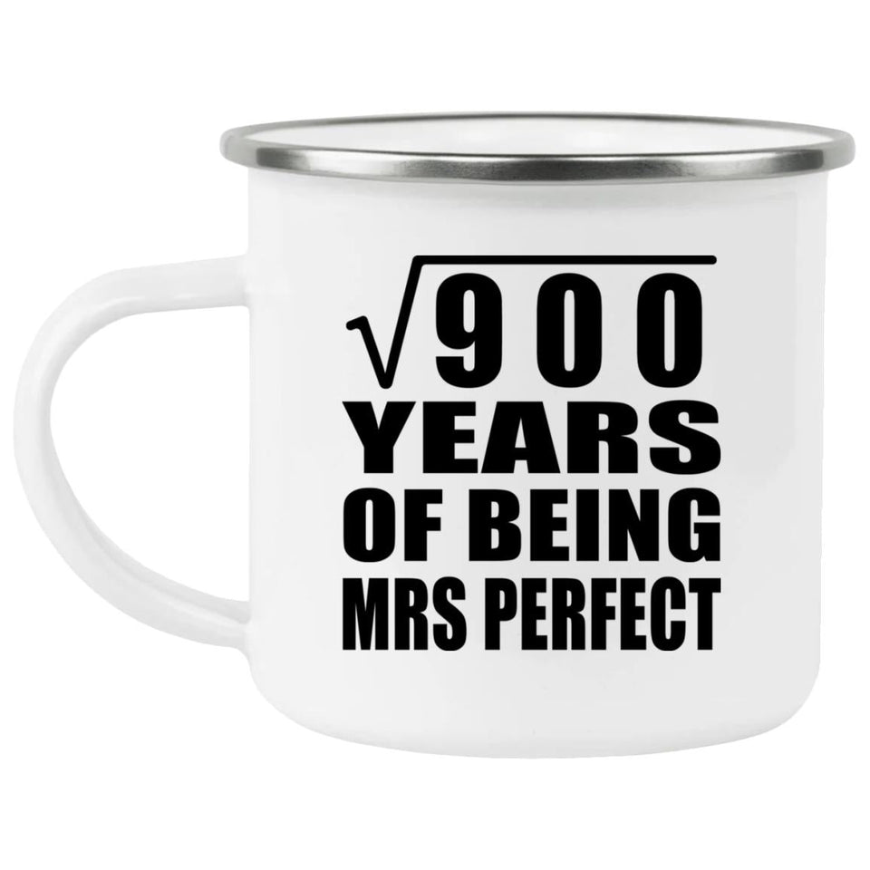 30th Anniversary Square Root of 900 Years of Mrs Perfect - 12oz Camping Mug