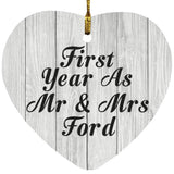 First Year As Mr & Mrs Ford - Heart Ornament F