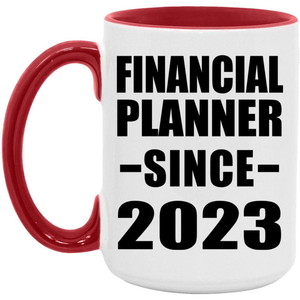 Financial Planner Since 2023 - 15oz Accent Mug Red