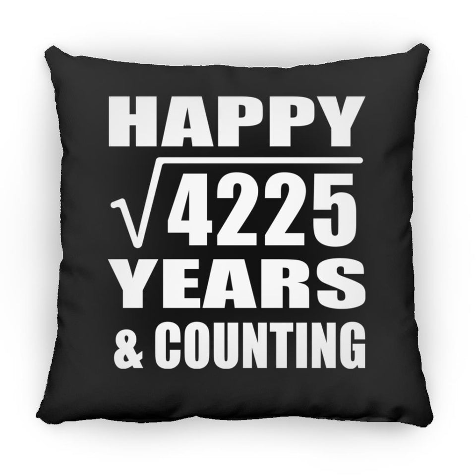 Happy 65th Anniversary Square Root of 4225 Years & Counting - Throw Pillow Black