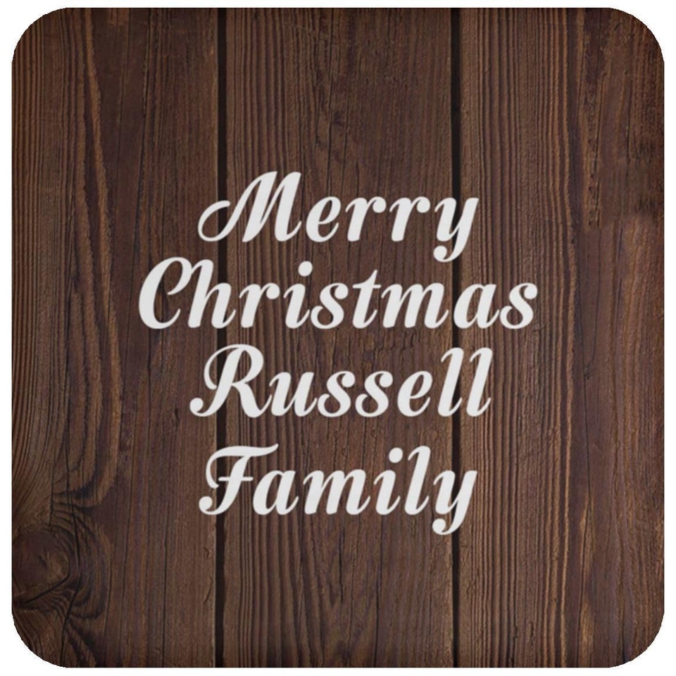 Merry Christmas Russell Family - Drink Coaster D