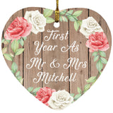 First Year As Mr & Mrs Mitchell - Heart Ornament B
