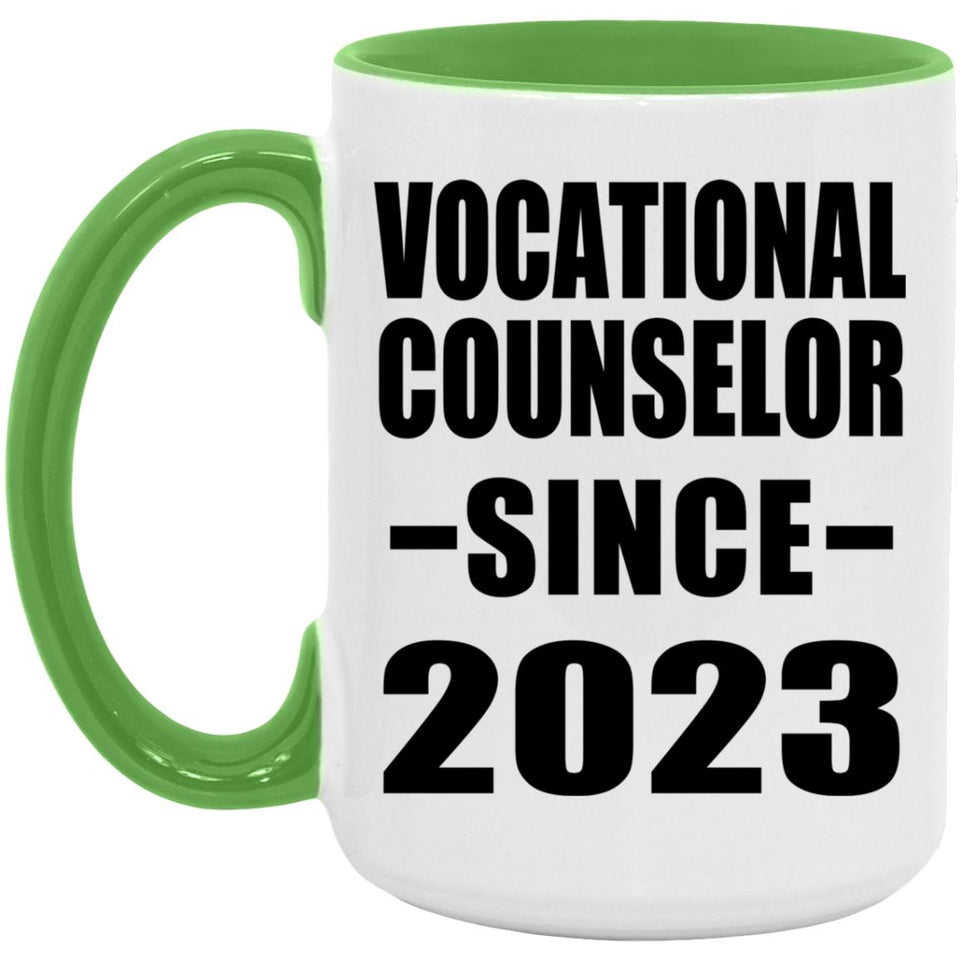 Vocational Counselor Since 2023 - 15oz Accent Mug Green