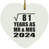 9th Anniversary Square Root of 81 Years As Mr & Mrs 2024 - Heart Ornament