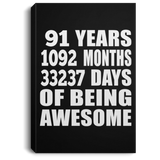 91st Birthday 91 Years 1092 Months 33237 Days Of Awesome - Canvas Portrait