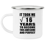 4th Birthday Took Square Root of 16 Years To Awesome - 12oz Camping Mug