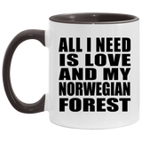 All I Need Is Love And My Norwegian Forest - 11oz Accent Mug Black