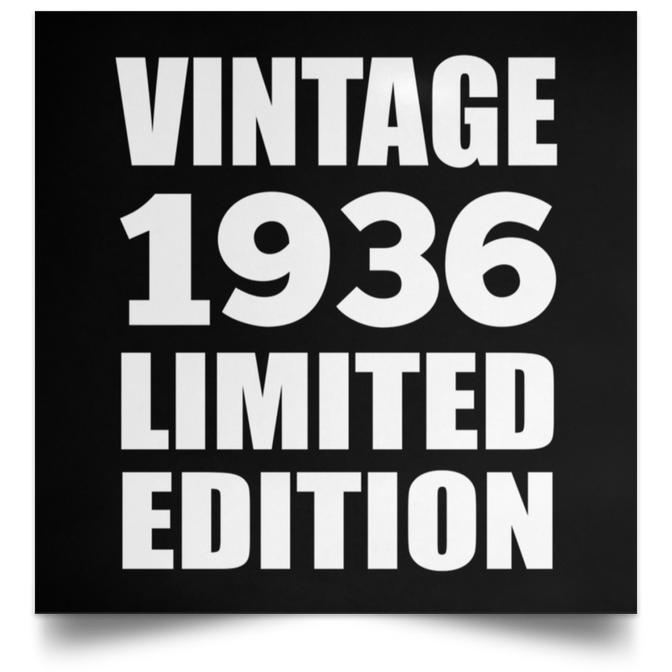 88th Birthday Vintage 1936 Limited Edition - Poster Square
