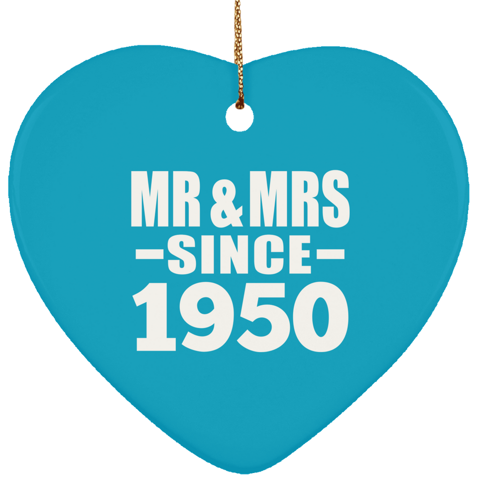 74th Anniversary Mr & Mrs Since 1950 - Heart Ornament