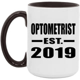 Optometrist Established EST. 2019 - 15oz Accent Mug Black