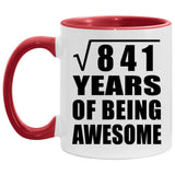29th Birthday Square Root of 841 Years of Being Awesome - 11oz Accent Mug Red