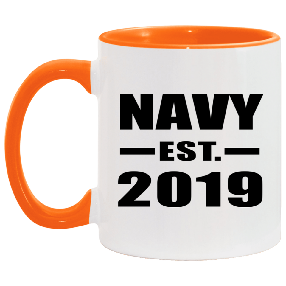 Navy Established EST. 2019 - 11oz Accent Mug Orange