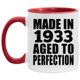 91st Birthday Made In 1933 Aged to Perfection - 11oz Accent Mug Red