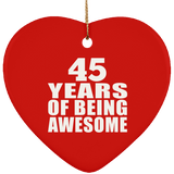 45th Birthday 45 Years Of Being Awesome - Heart Ornament