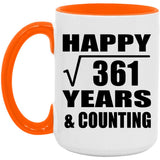 Happy 19th Anniversary Square Root of 361 Years & Counting - 15oz Accent Mug Orange