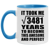 59th Birthday Took Square Root of 3481 Years To Awesome - 11oz Accent Mug Blue