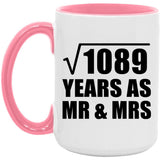 33rd Anniversary Square Root of 1089 Years As Mr & Mrs - 15oz Accent Mug Pink