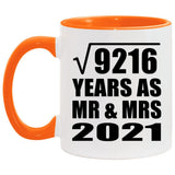 96th Anniversary Square Root of 9216 Years As Mr & Mrs 2021 - 11oz Accent Mug Orange