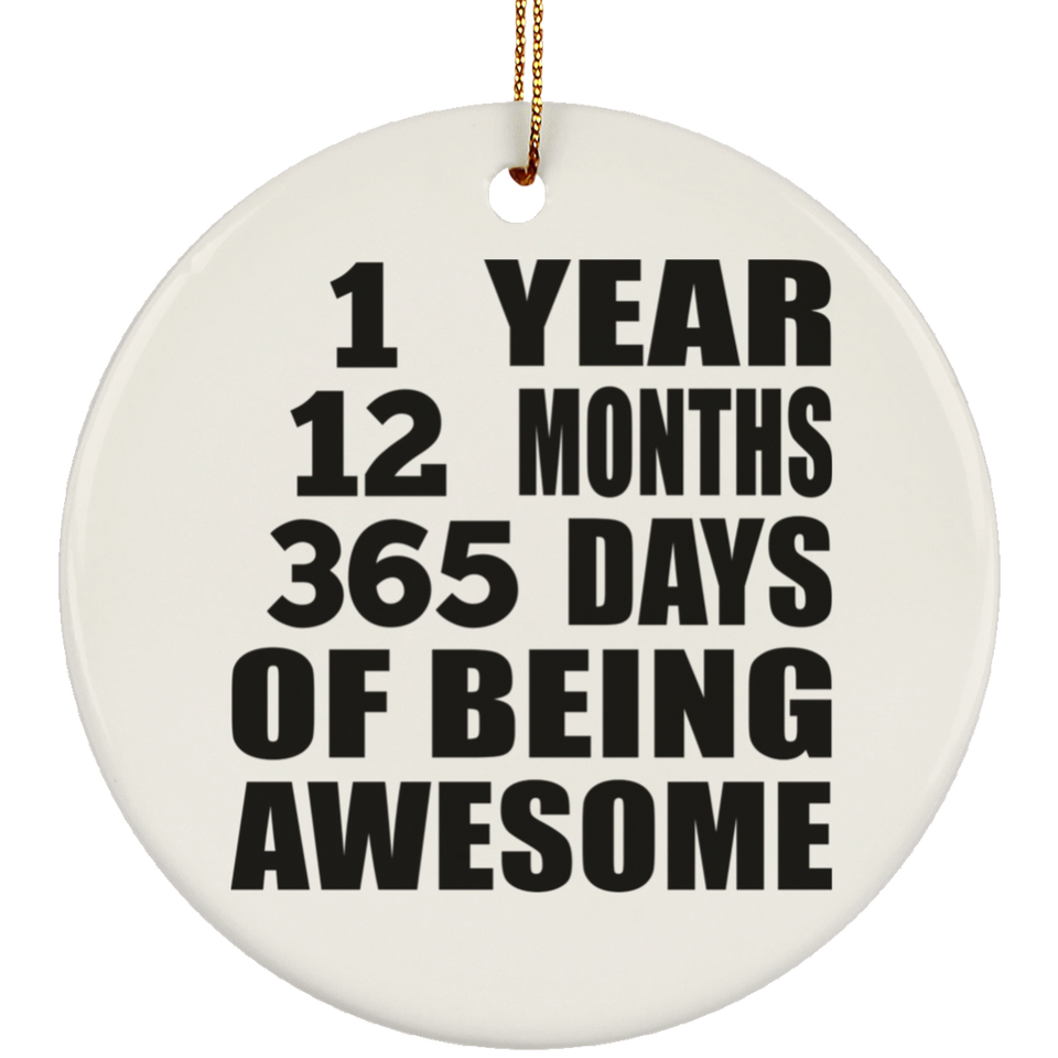 1st Birthday 1 Year 12 Months 365 Days Of Awesome - Circle Ornament