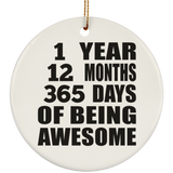 1st Birthday 1 Year 12 Months 365 Days Of Awesome - Circle Ornament