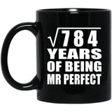28th Anniversary Square Root of 784 Years of Mr Perfect - 11oz Coffee Mug Black