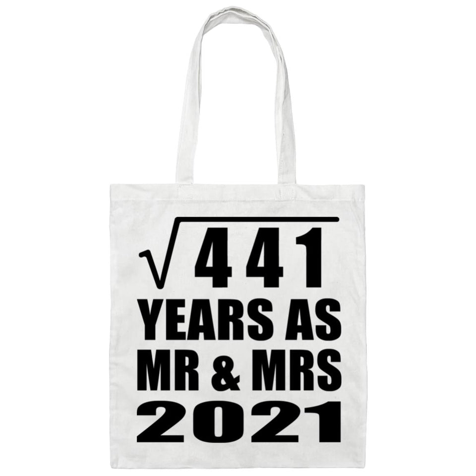 21st Anniversary Square Root of 441 Years As Mr & Mrs 2021 - Tote Bag White