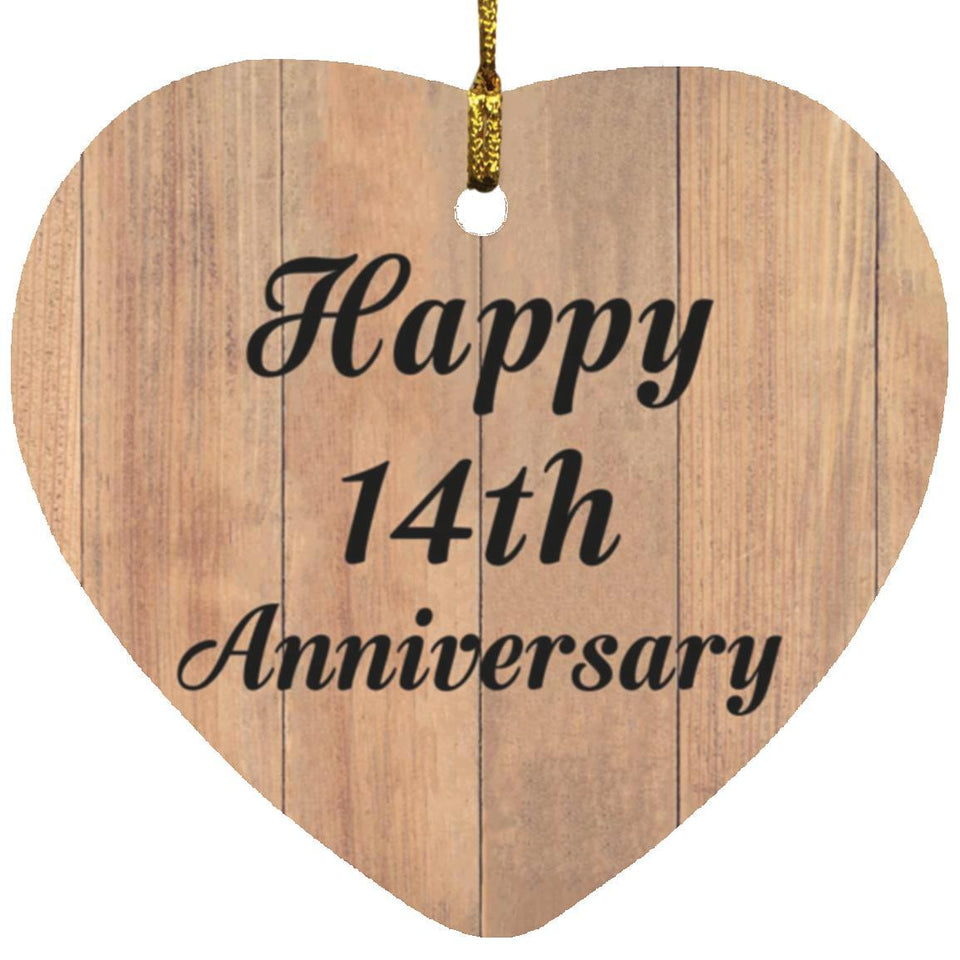 Happy 14th Anniversary - Heart Ornament C